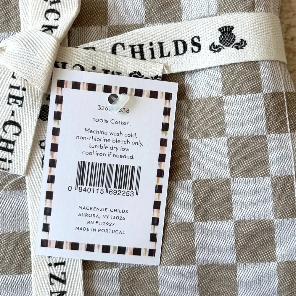 MacKenzie-Childs Flax Check Placemats 13x18 Set of 4 Chic Cotton Kitchen NEW